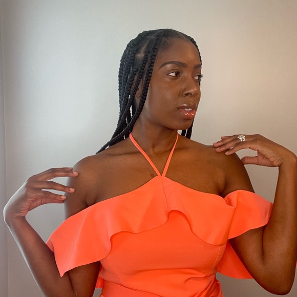 NWT Neon Orange Lavish Alice Halter Dress - Picture 5 of 8